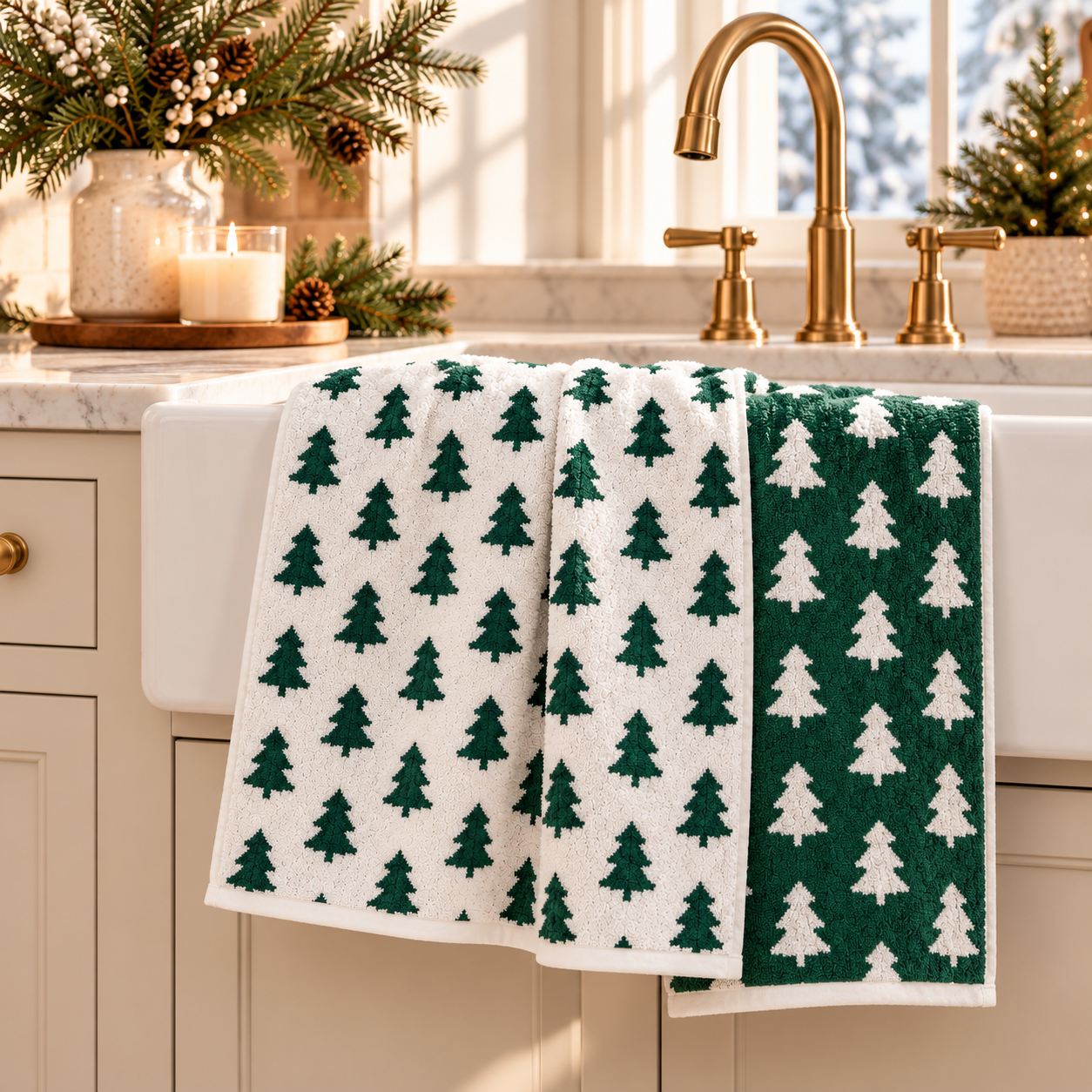 Holiday Pine Tree Bath & Kitchen Hand Towel