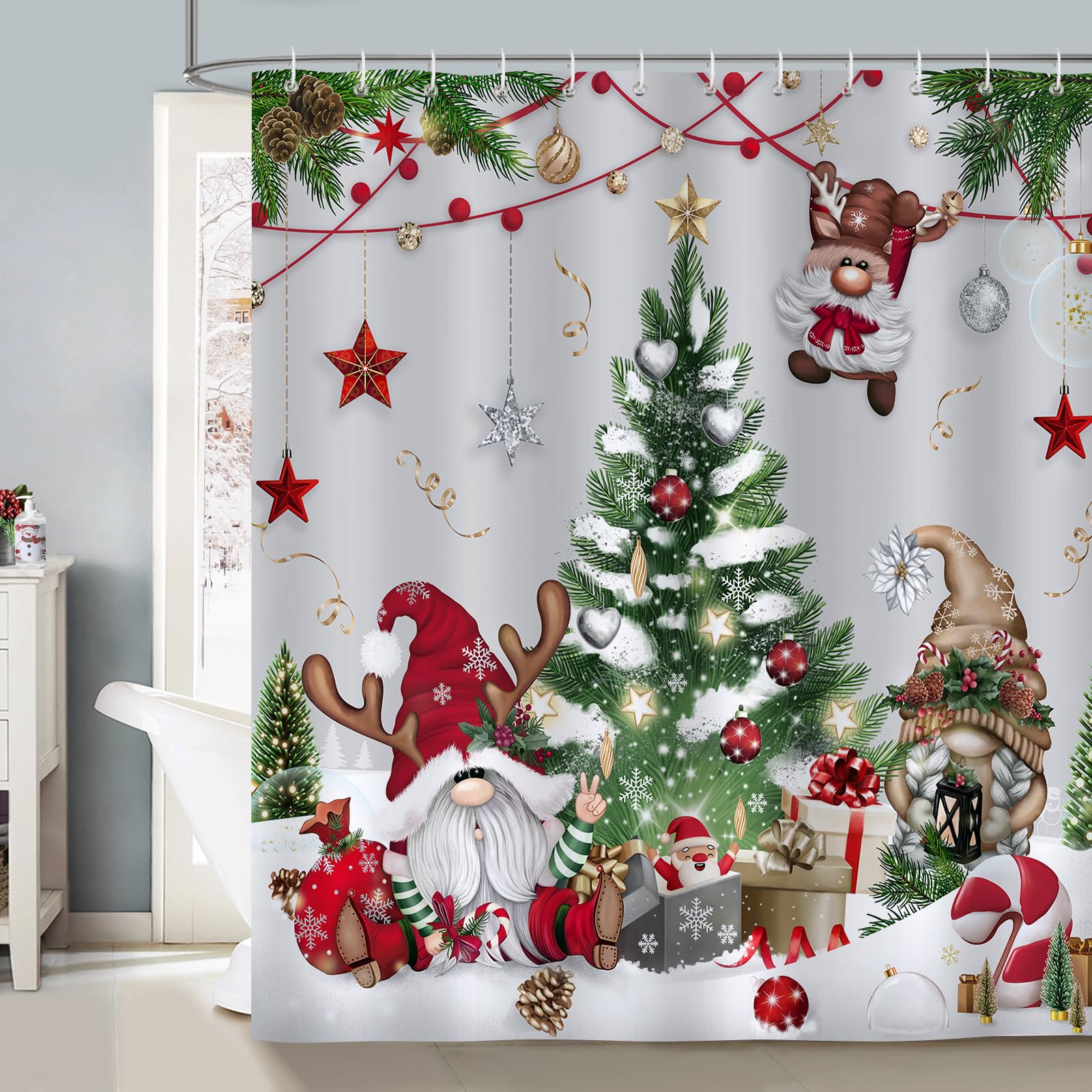 Christmas Gnomes Shower Curtain