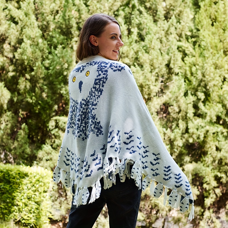 Snowy Owl Wing Knit Shawl ,Soft Knit Feather Cape for Boho Travel