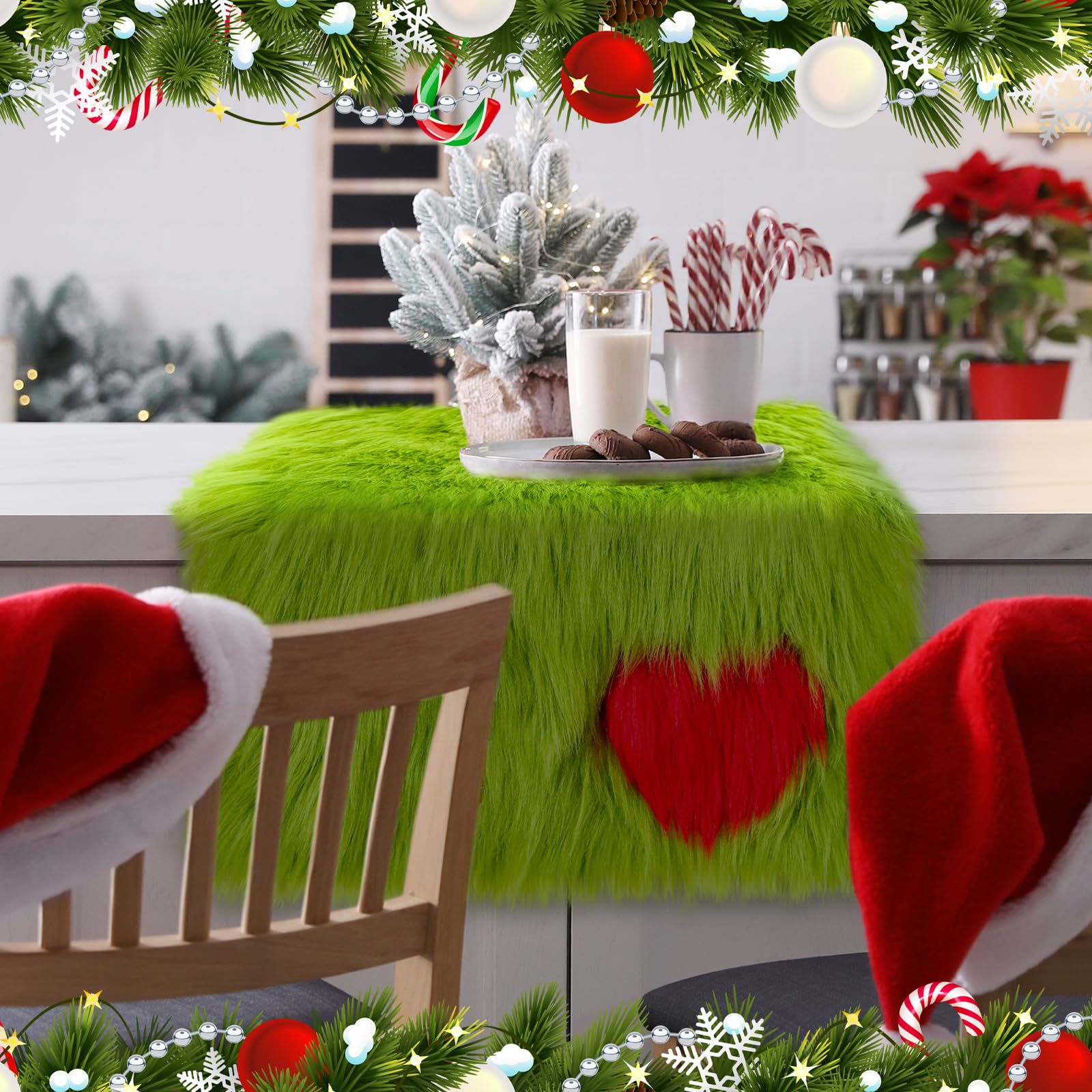 Christmas Tree Table Runner Green Faux Fur Table Runner