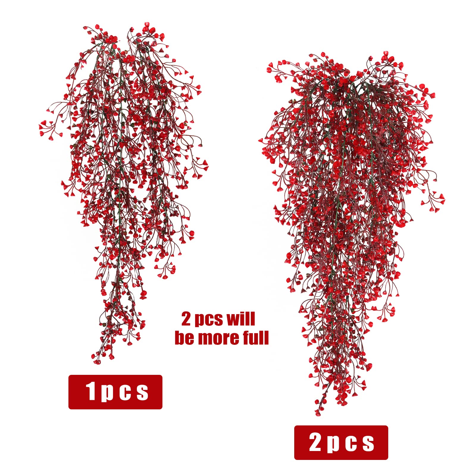 30in Red Artificial Christmas Hanging Vine