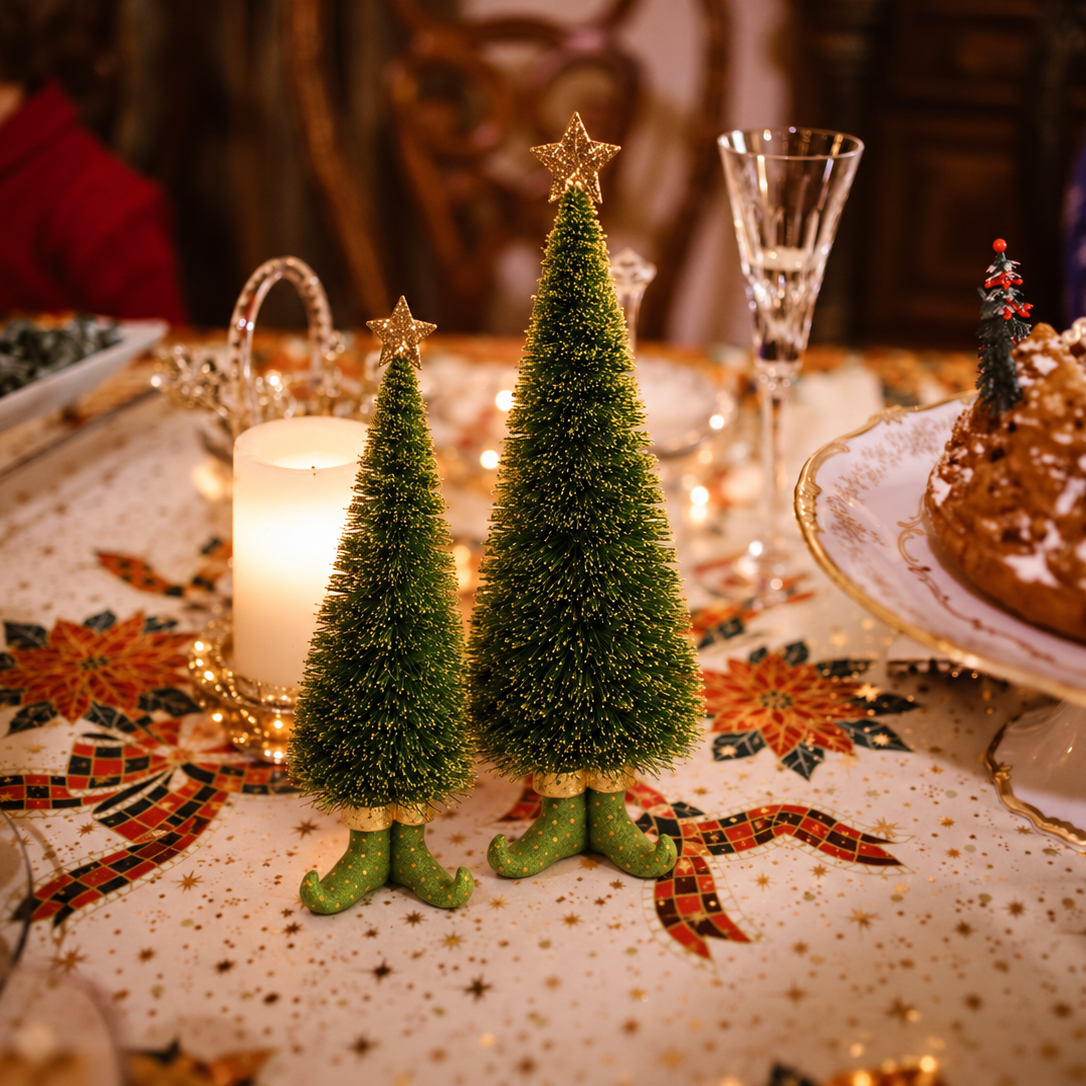Golden Star Elf Boot Christmas Trees – Set of 2