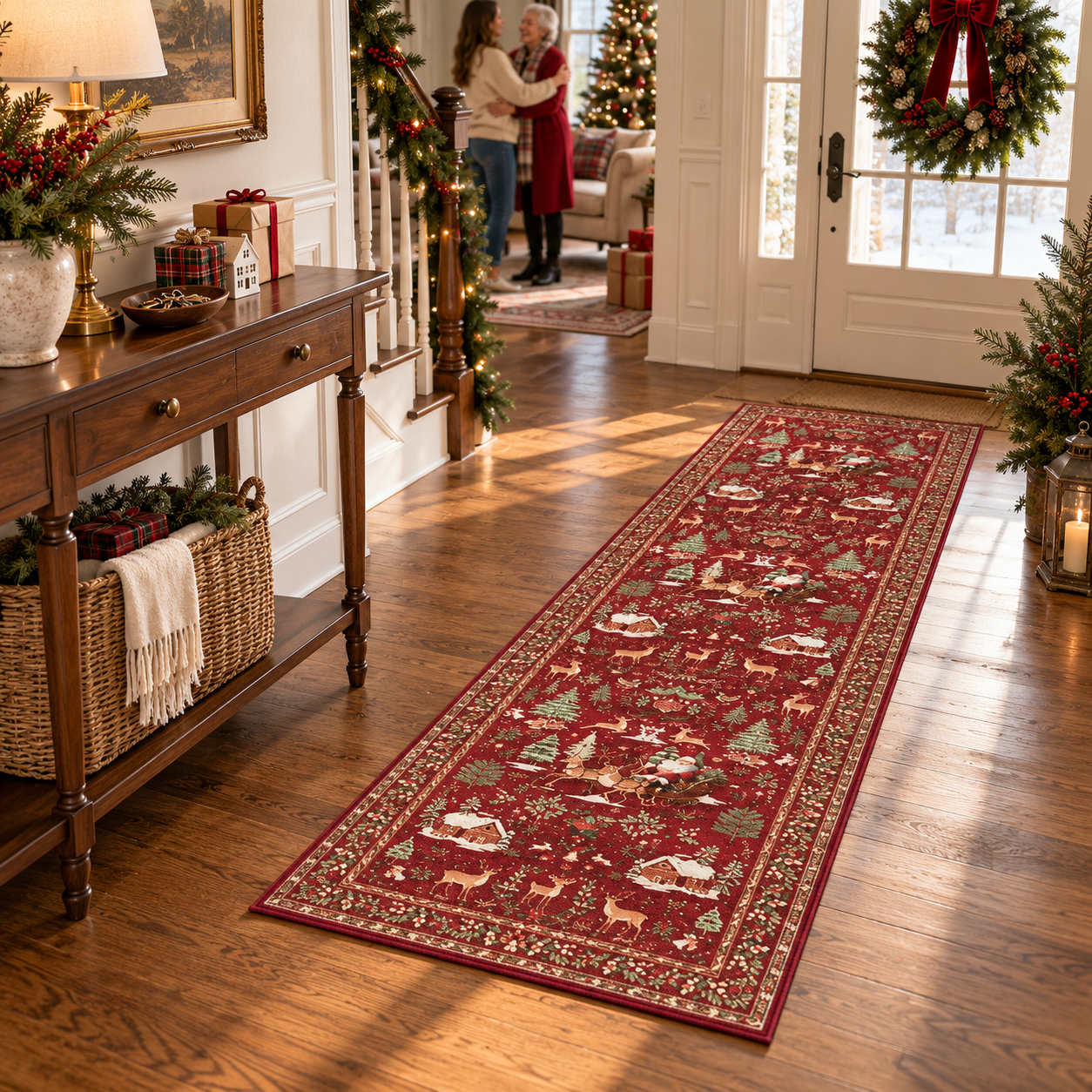 🎄Early Christmas Sale - 50% OFF🔥Christmas Reindeer & Trees Runner Mat (20" x 71")