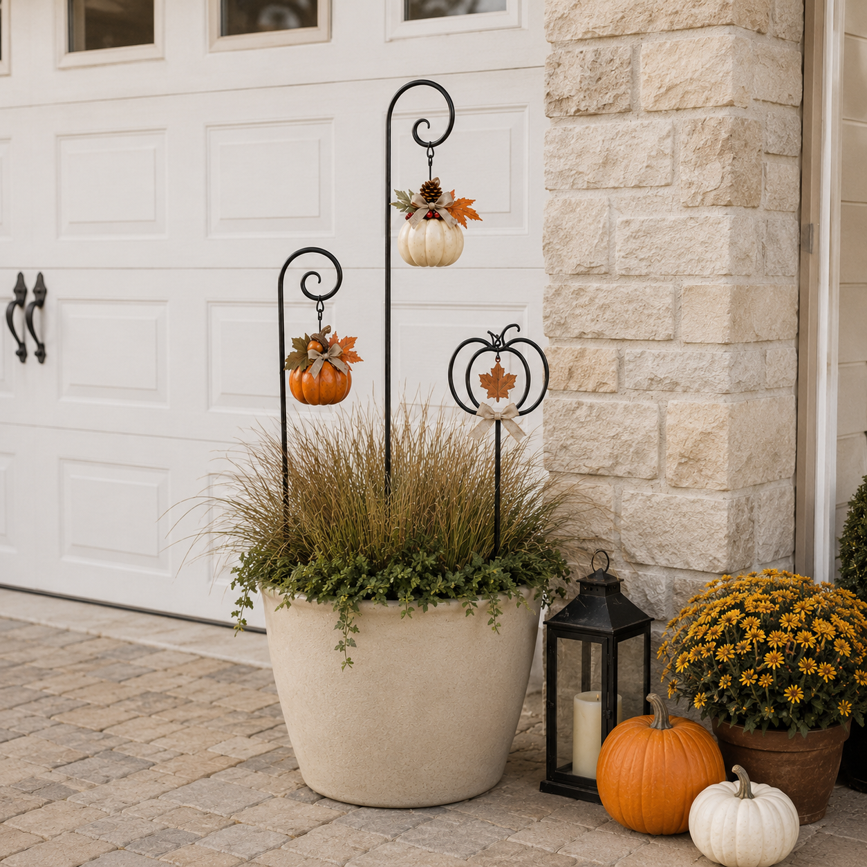 Autumn Harvest Pumpkin Planter Stake Trio