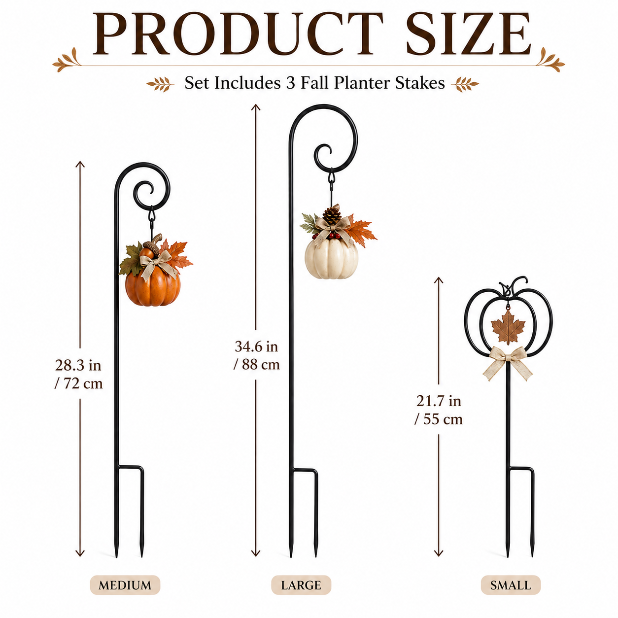 Autumn Harvest Pumpkin Planter Stake Trio