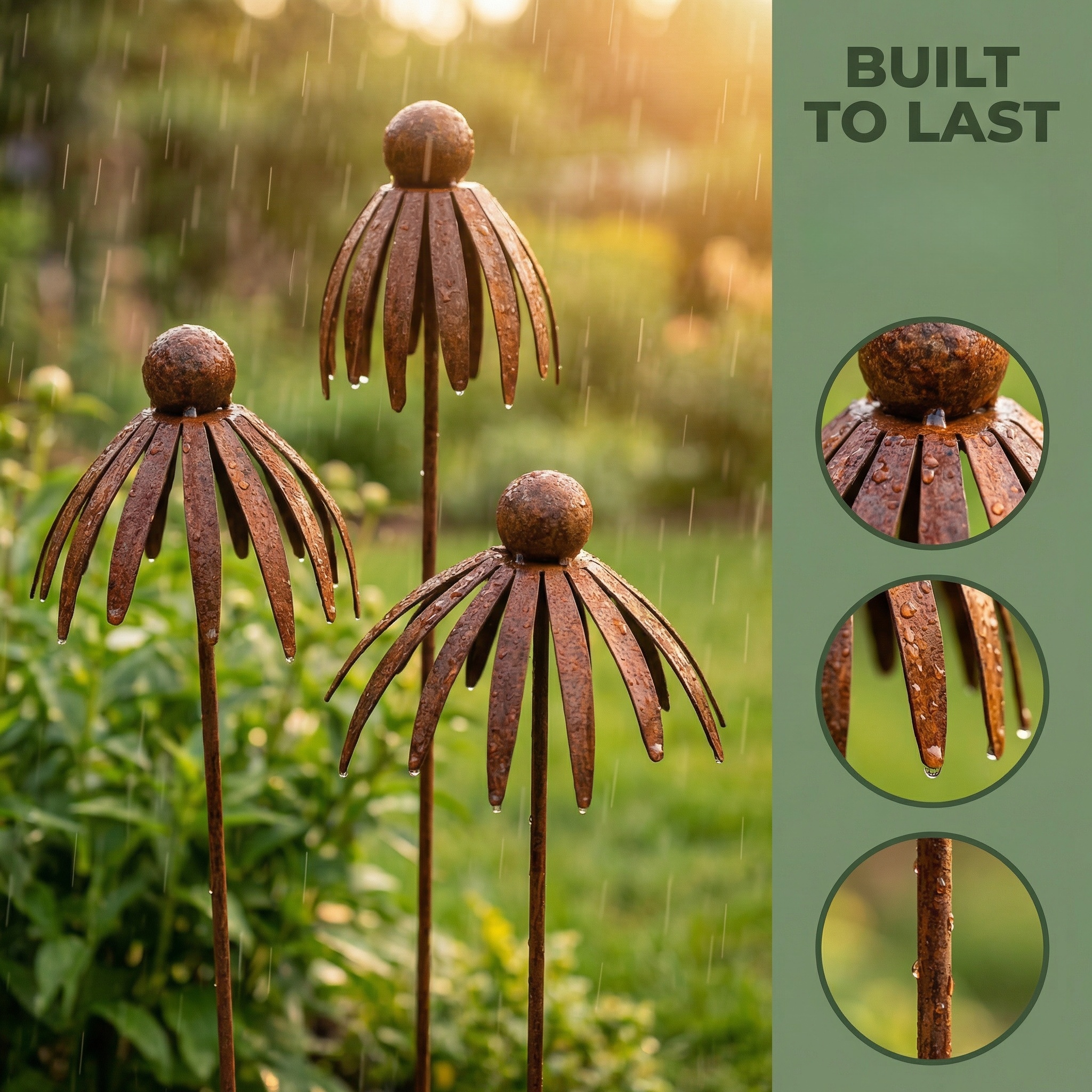 Rustic Brown Iron Garden Stakes