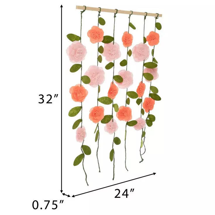 Pink Floral Hanging Wall Décor