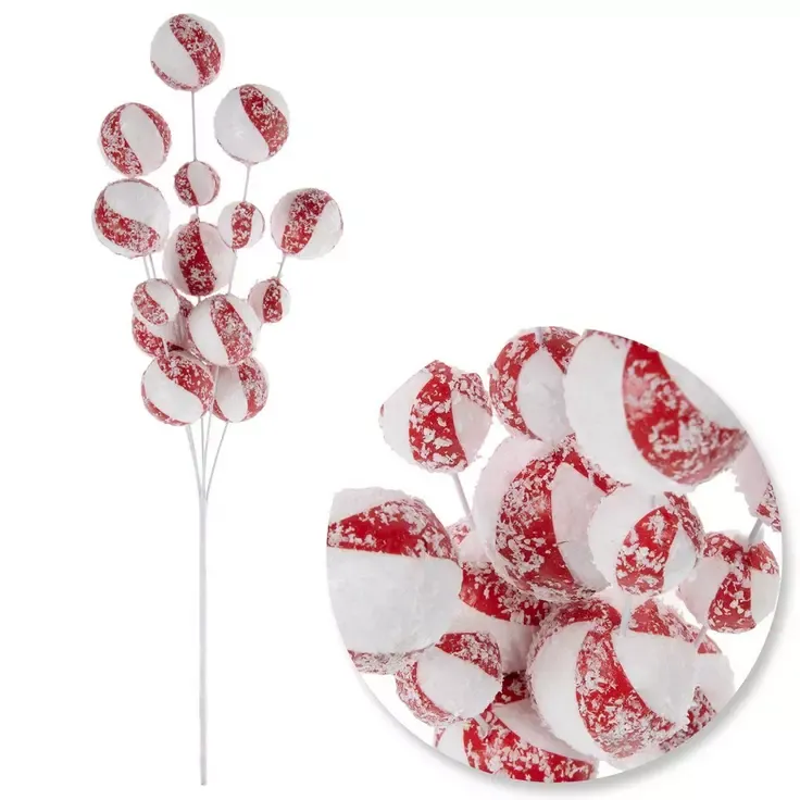 Flocked Peppermint Swirl Candy Pick