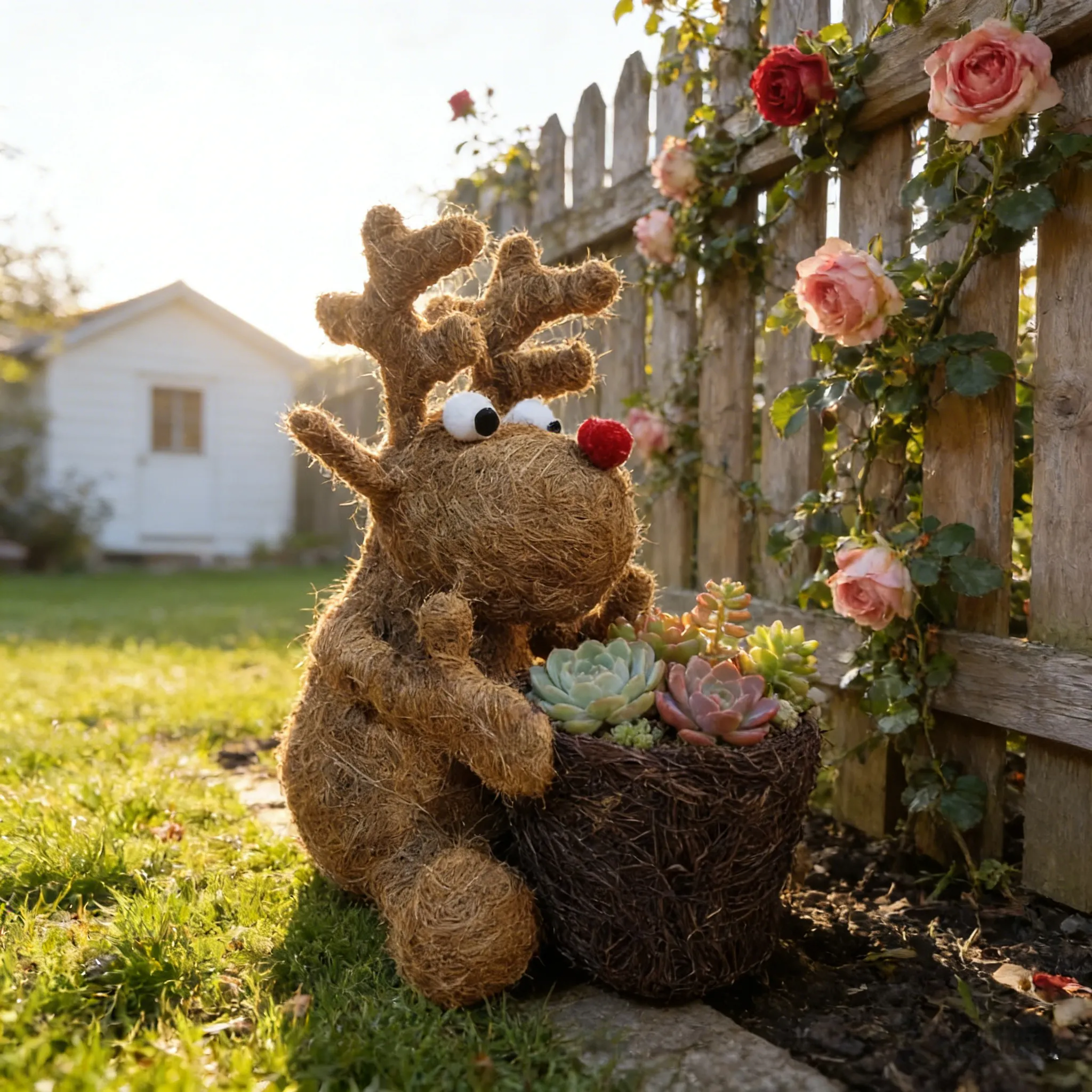 Coconut Fiber Woven Animal-Shaped Creative Flower Basket