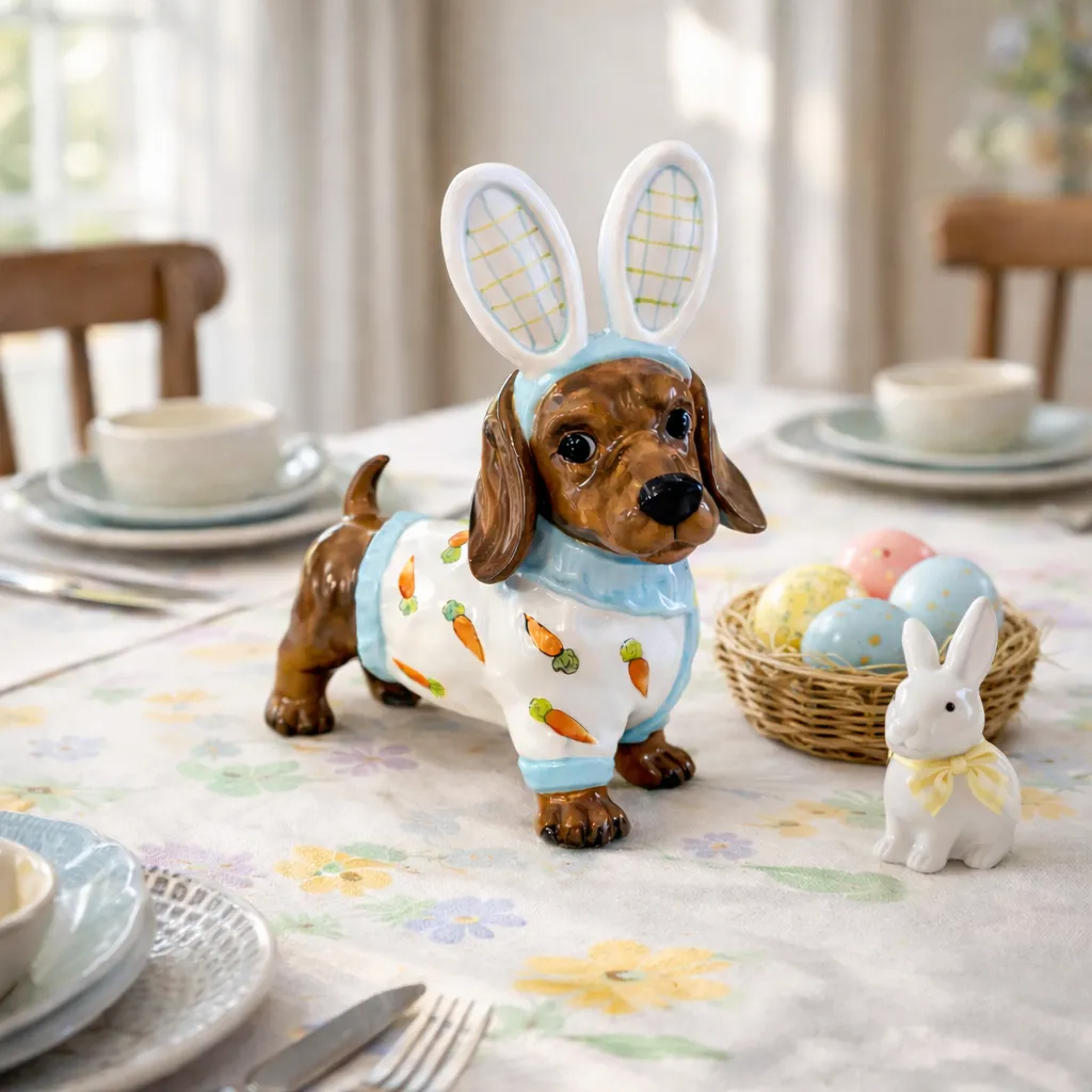 Easter Bunny Dachshund Statue