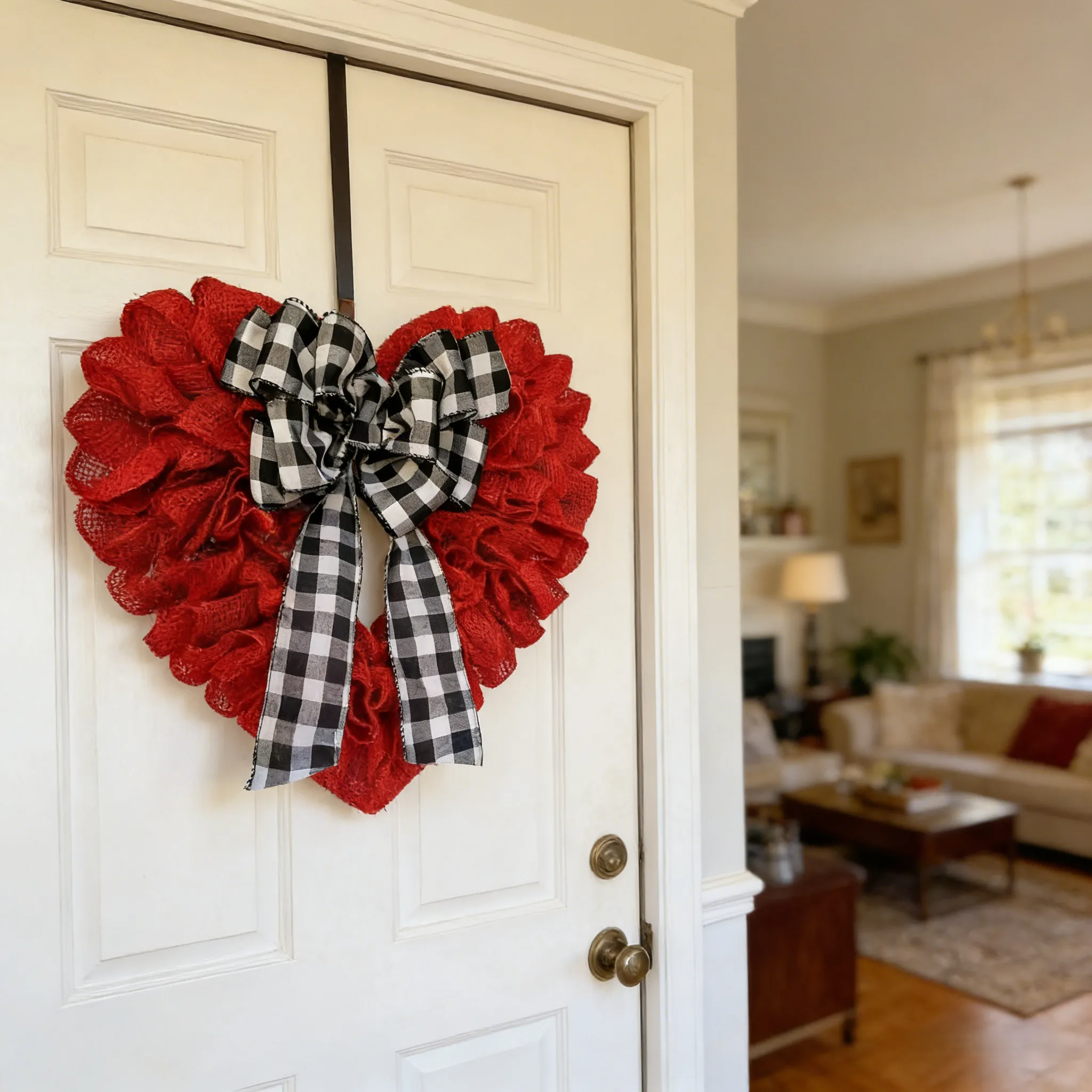 Valentines Burlap Wreath Door Decor
