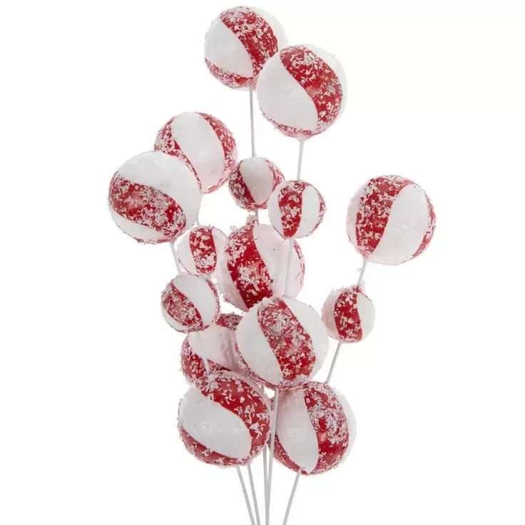 Flocked Peppermint Swirl Candy Pick