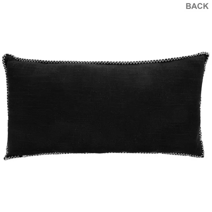 Black & White Embroidered Merry Christmas Pillow