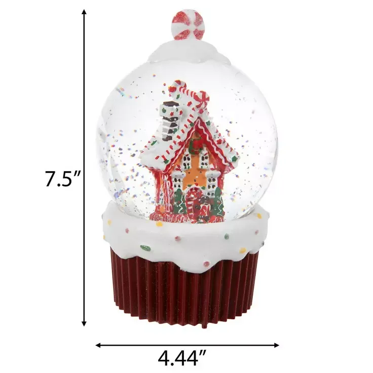 Light Up Gingerbread House Cupcake Snow Globe