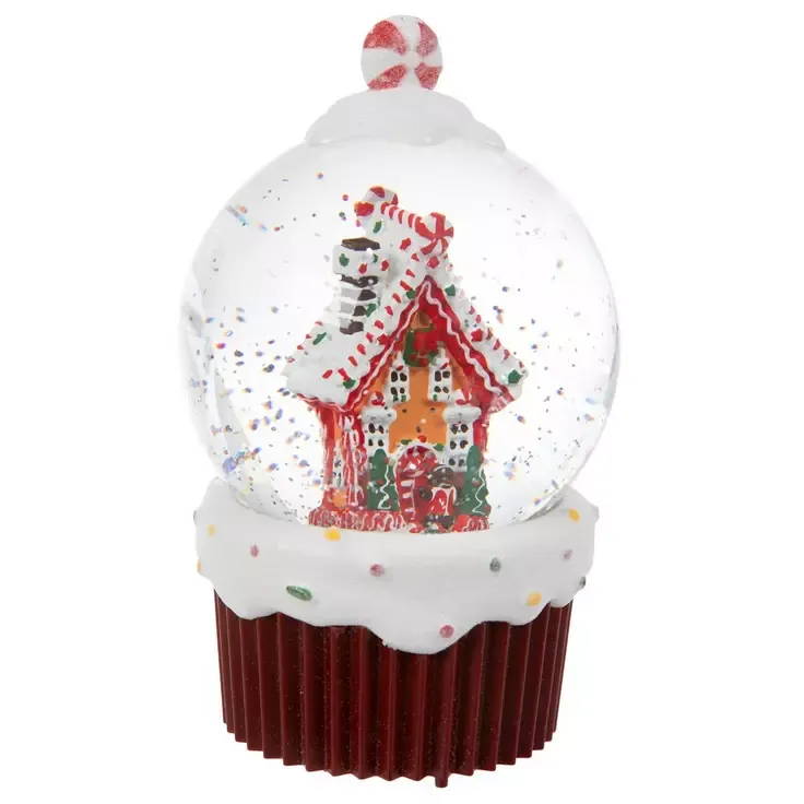 Light Up Gingerbread House Cupcake Snow Globe