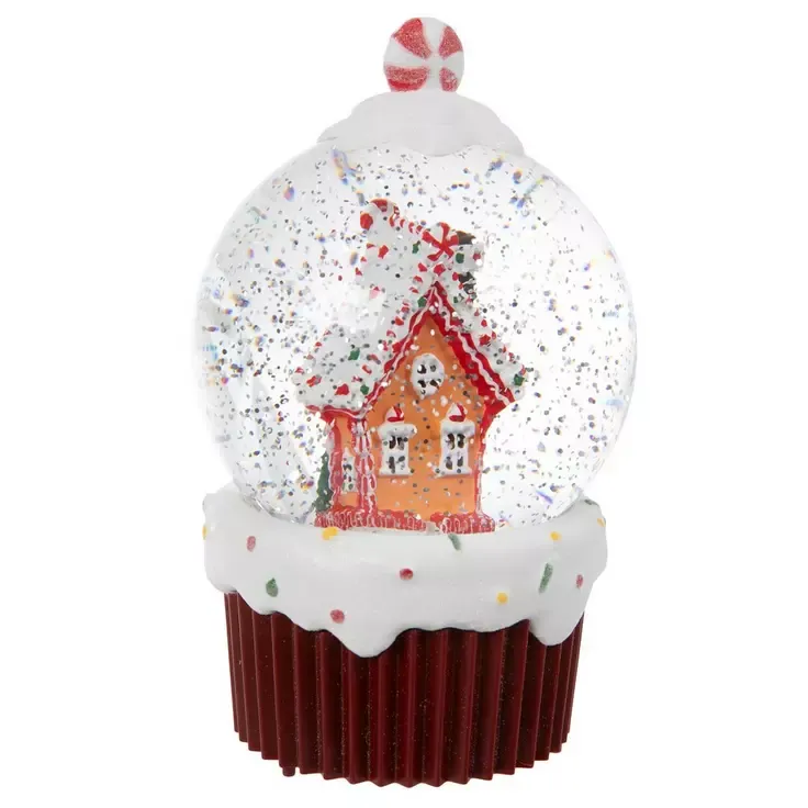 Light Up Gingerbread House Cupcake Snow Globe