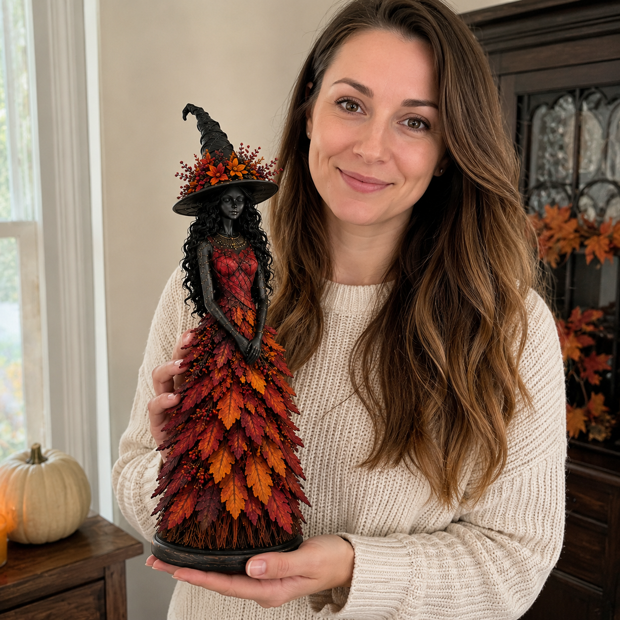 Autumn Enchantment Leaf Witch Figurines