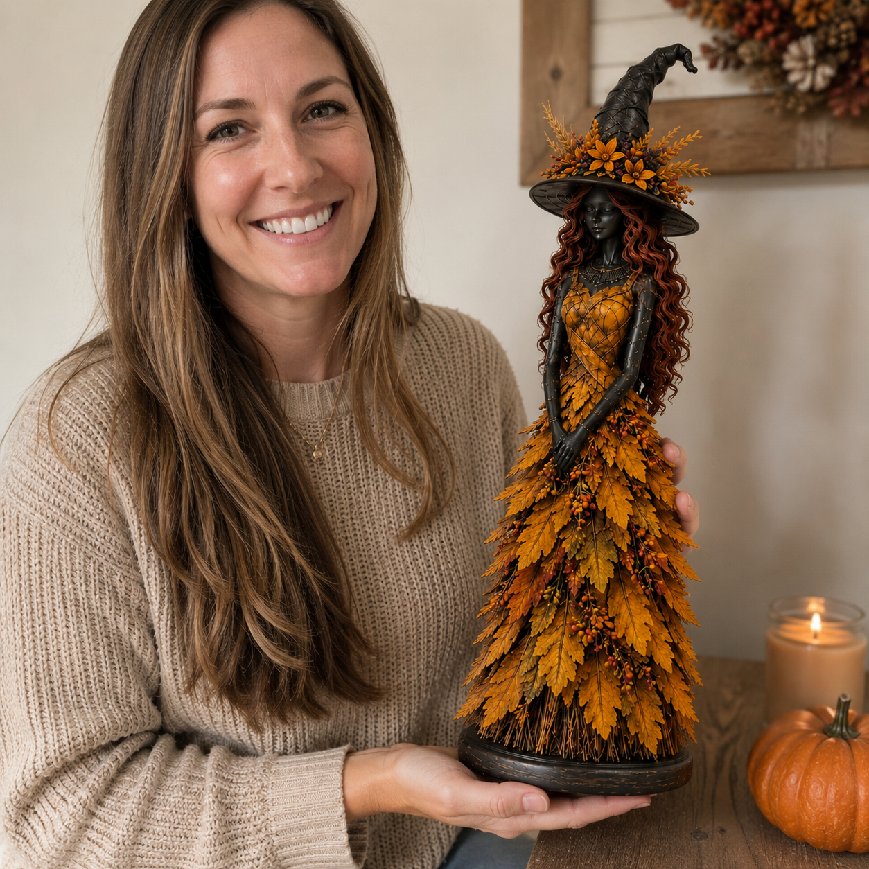 Autumn Enchantment Leaf Witch Figurines