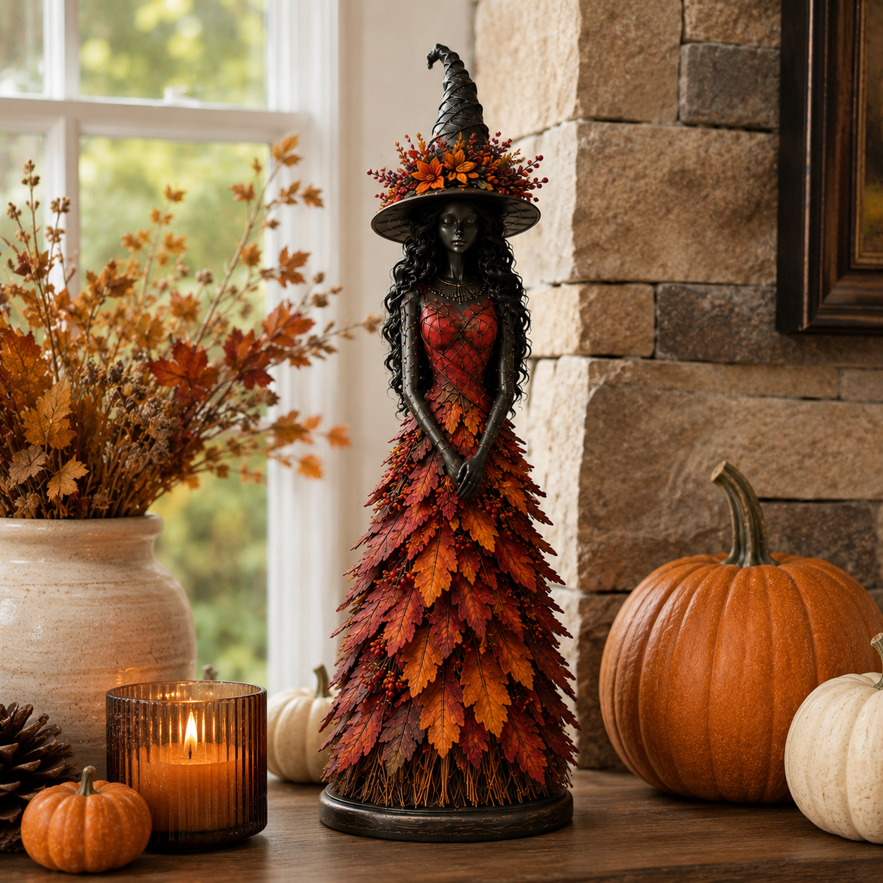 Autumn Enchantment Leaf Witch Figurines