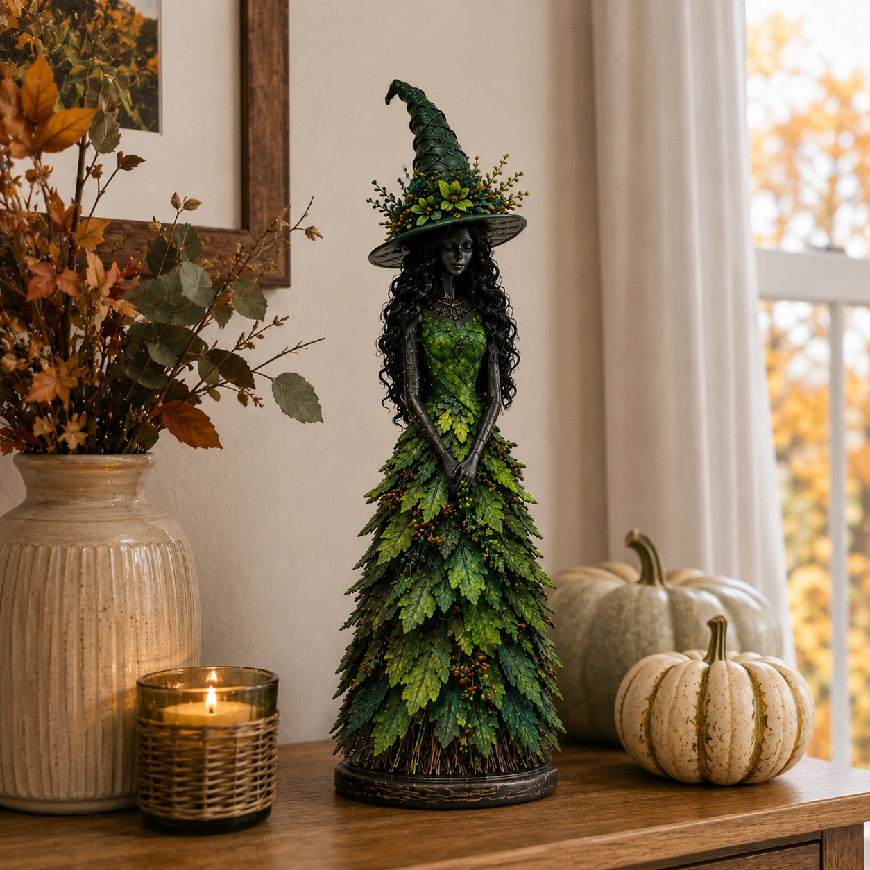 Autumn Enchantment Leaf Witch Figurines