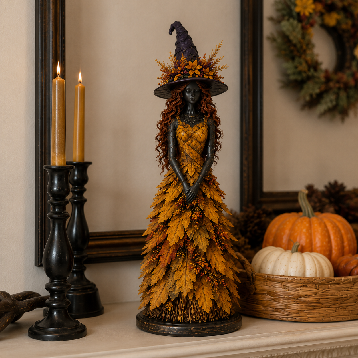 Autumn Enchantment Leaf Witch Figurines