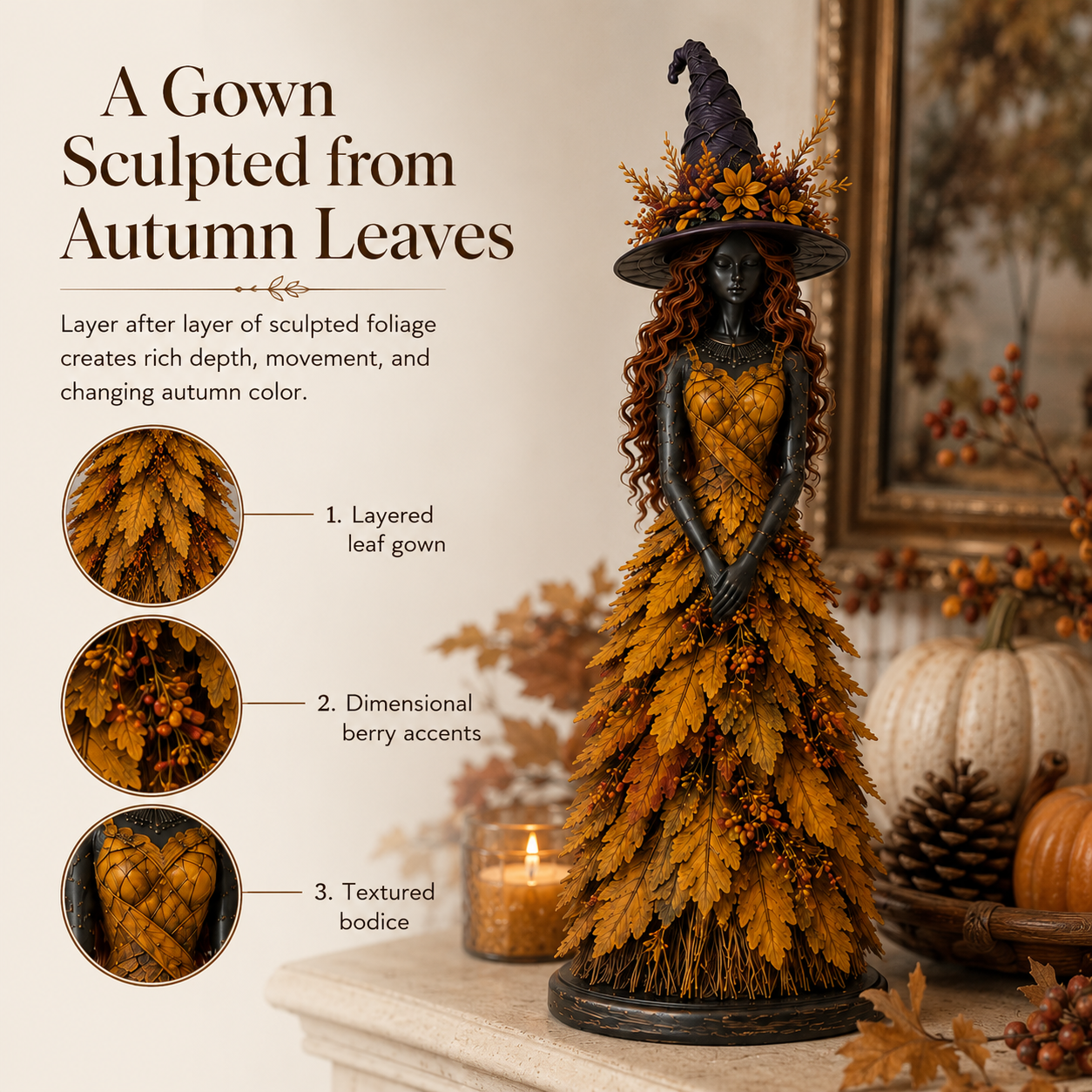 Autumn Enchantment Leaf Witch Figurines