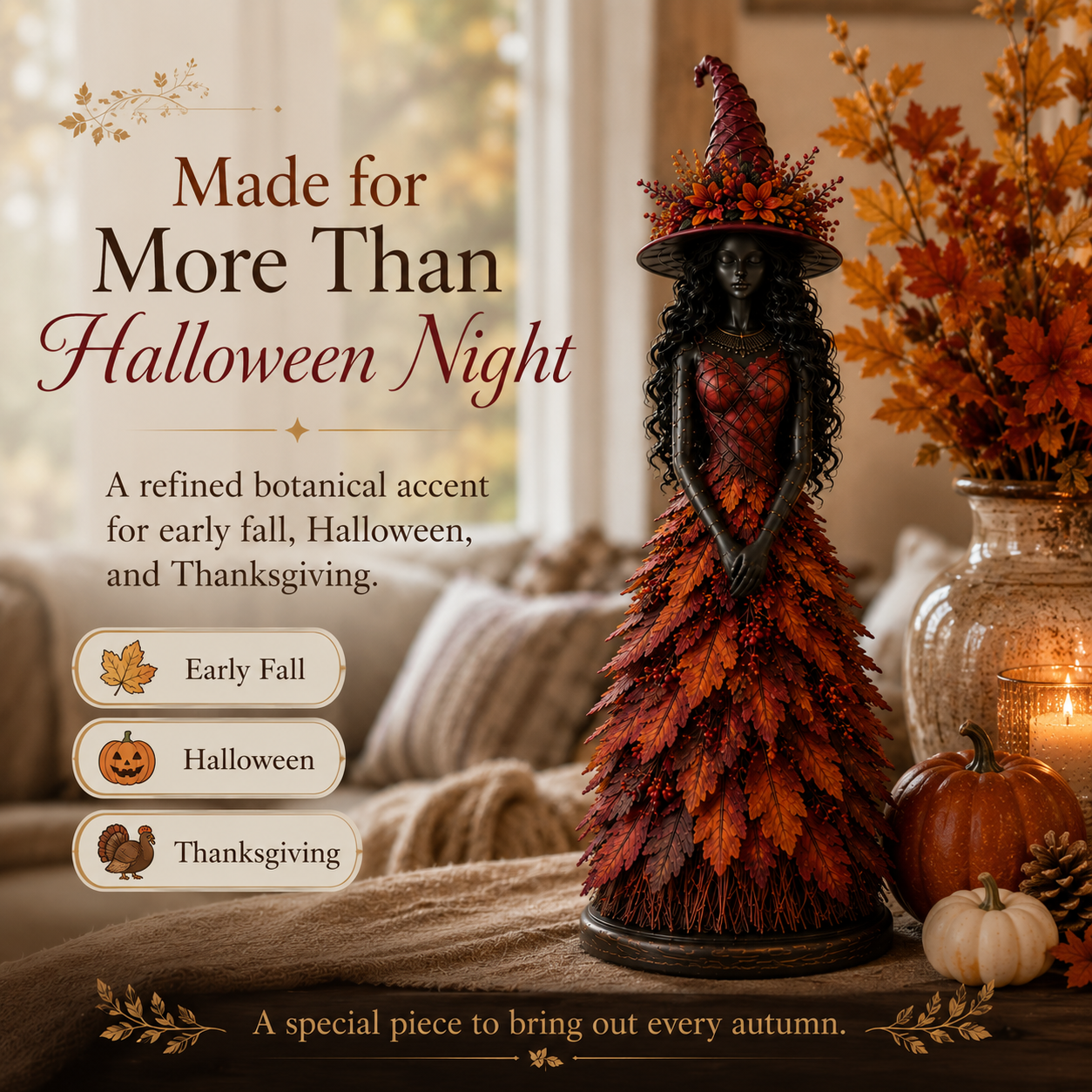 Autumn Enchantment Leaf Witch Figurines