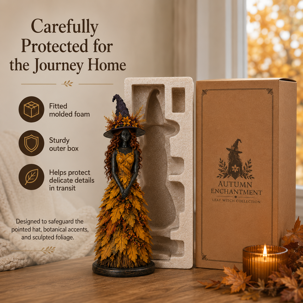 Autumn Enchantment Leaf Witch Figurines