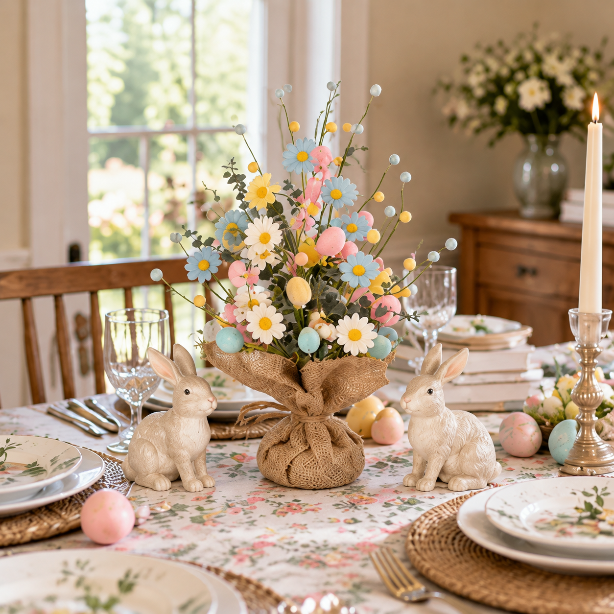 Easter Egg Tree Decoration,Easter Table Tree Decoration, Artificial Easter Egg Tree with Burlap Base
