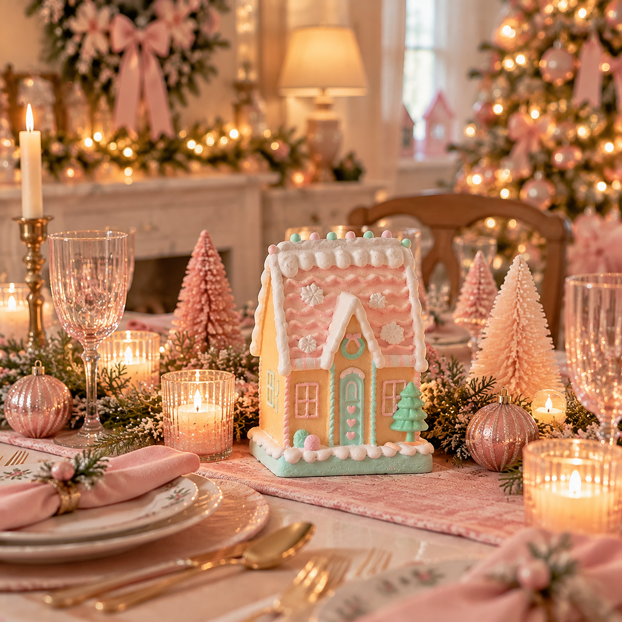 Pastel Gingerbread House Figurin