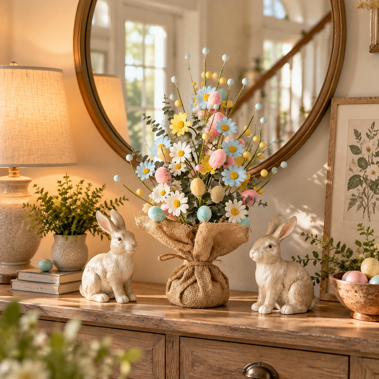 Easter Egg Tree Decoration,Easter Table Tree Decoration, Artificial Easter Egg Tree with Burlap Base