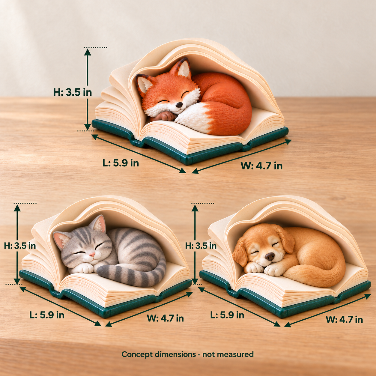 Leeping Animal Book Figurine