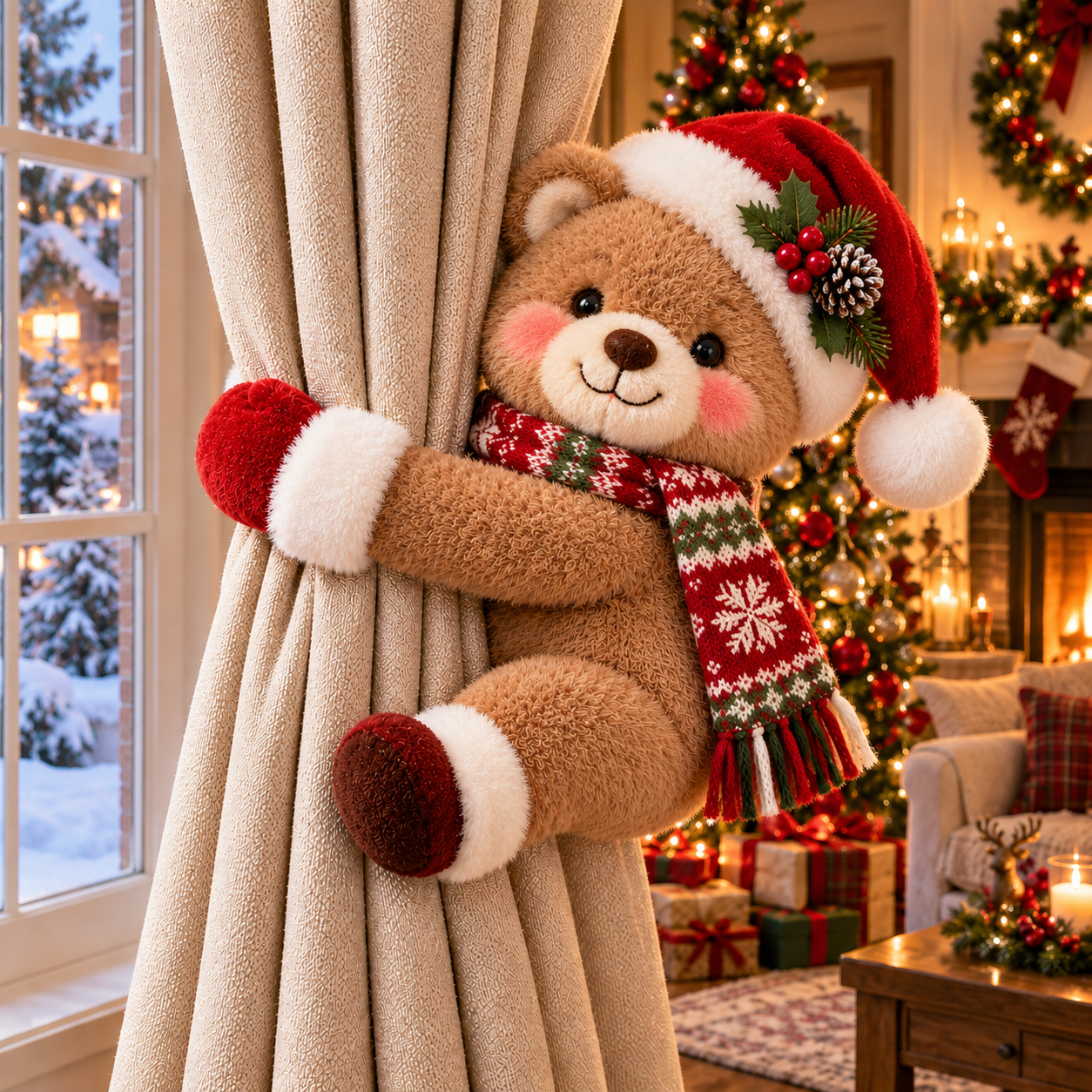 2 Pack Christmas Curtain Tieback Decorations