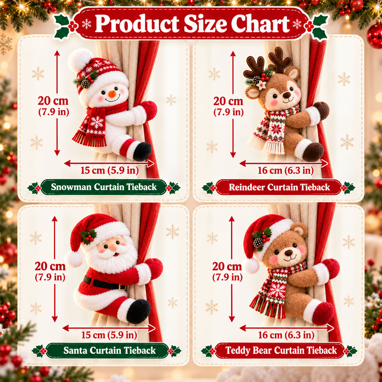 Christmas Plush Curtain Tie-Backs 