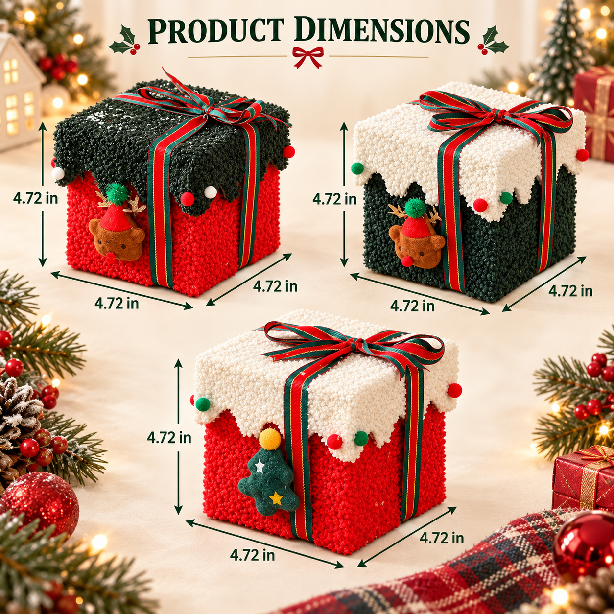 Plush Christmas Gift Box Storage Basket set
