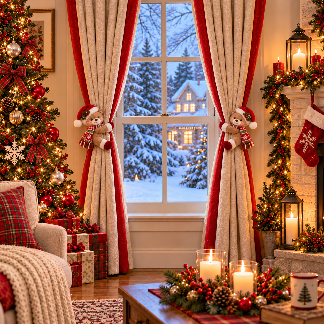 2 Pack Christmas Curtain Tieback Decorations
