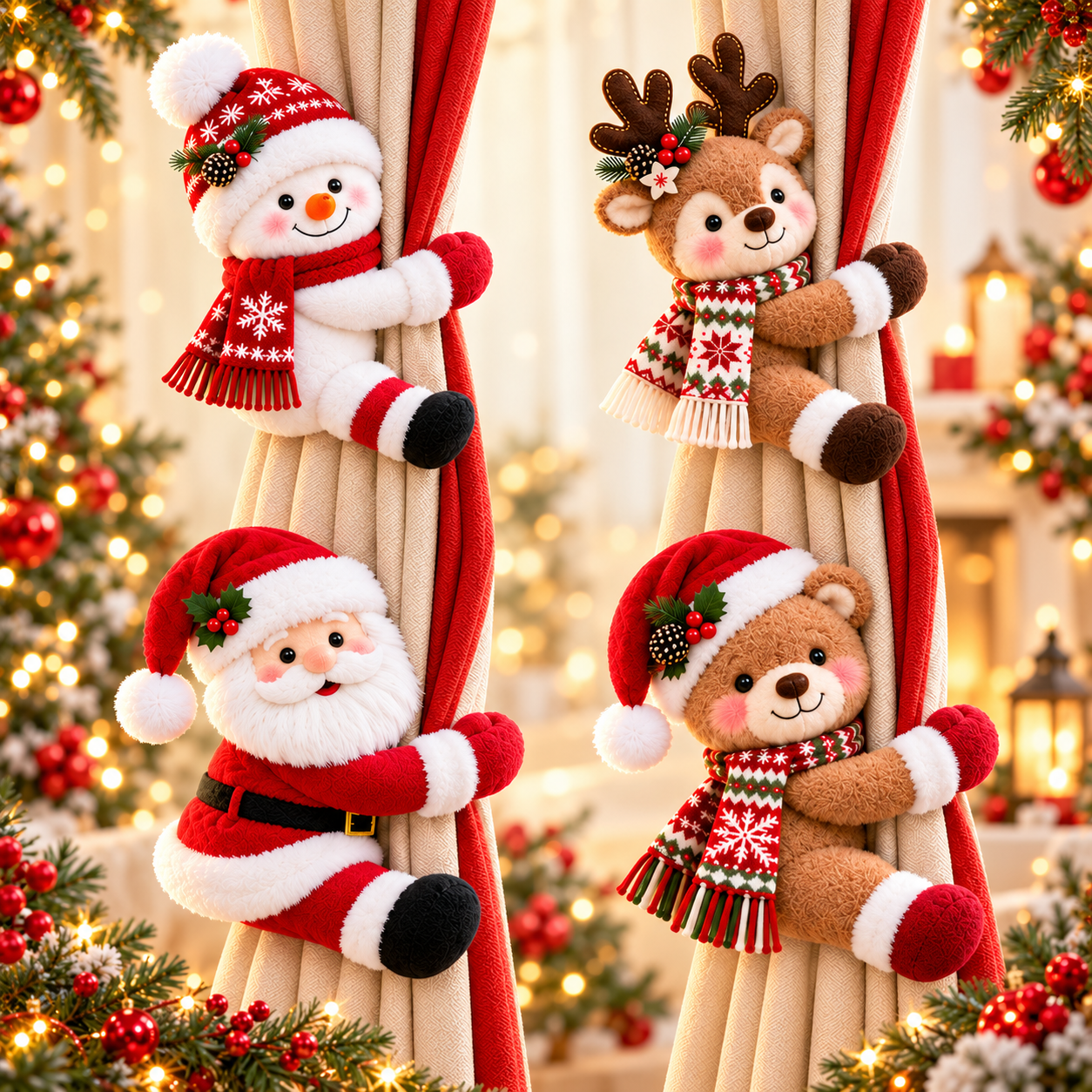 2 Pack Christmas Curtain Tieback Decorations