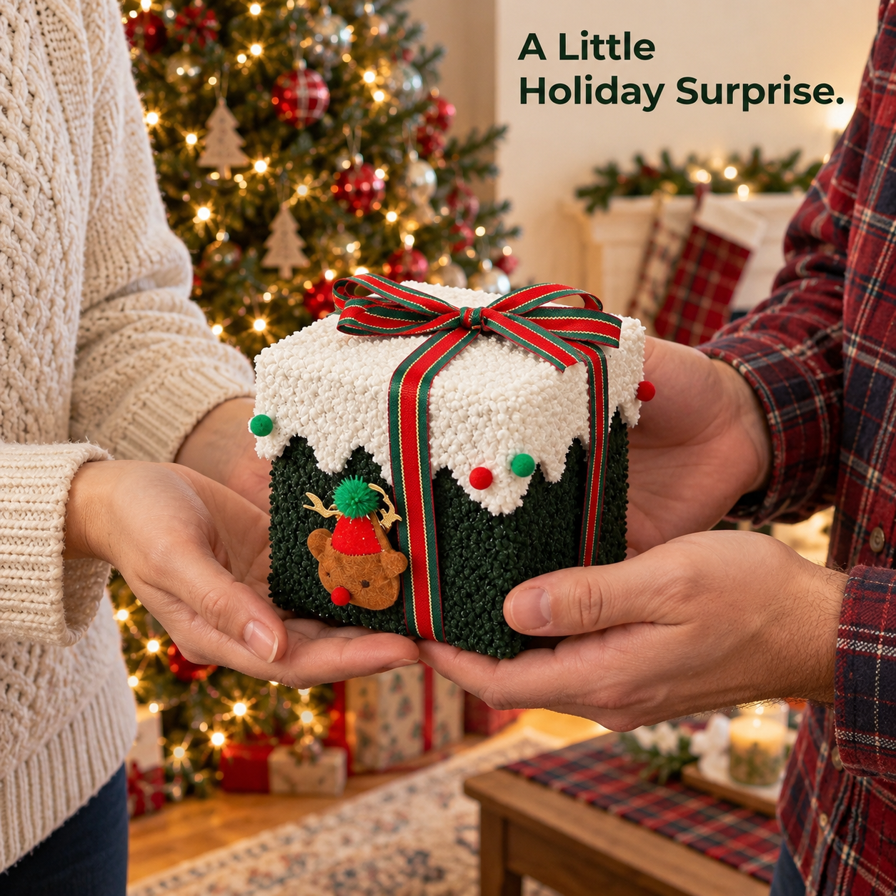 Plush Christmas Gift Box Storage Basket set