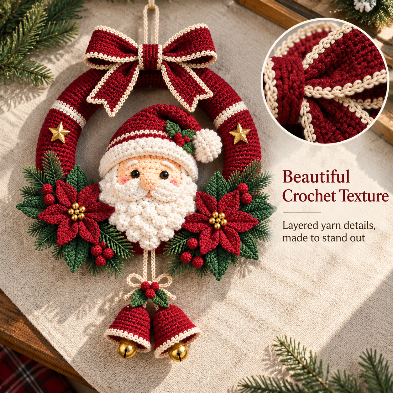 Handmade Crochet Christmas Wreath