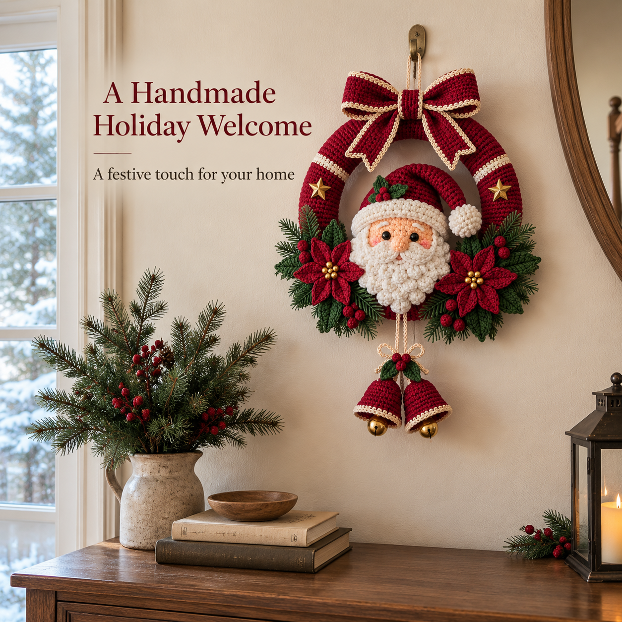 Handmade Crochet Christmas Wreath