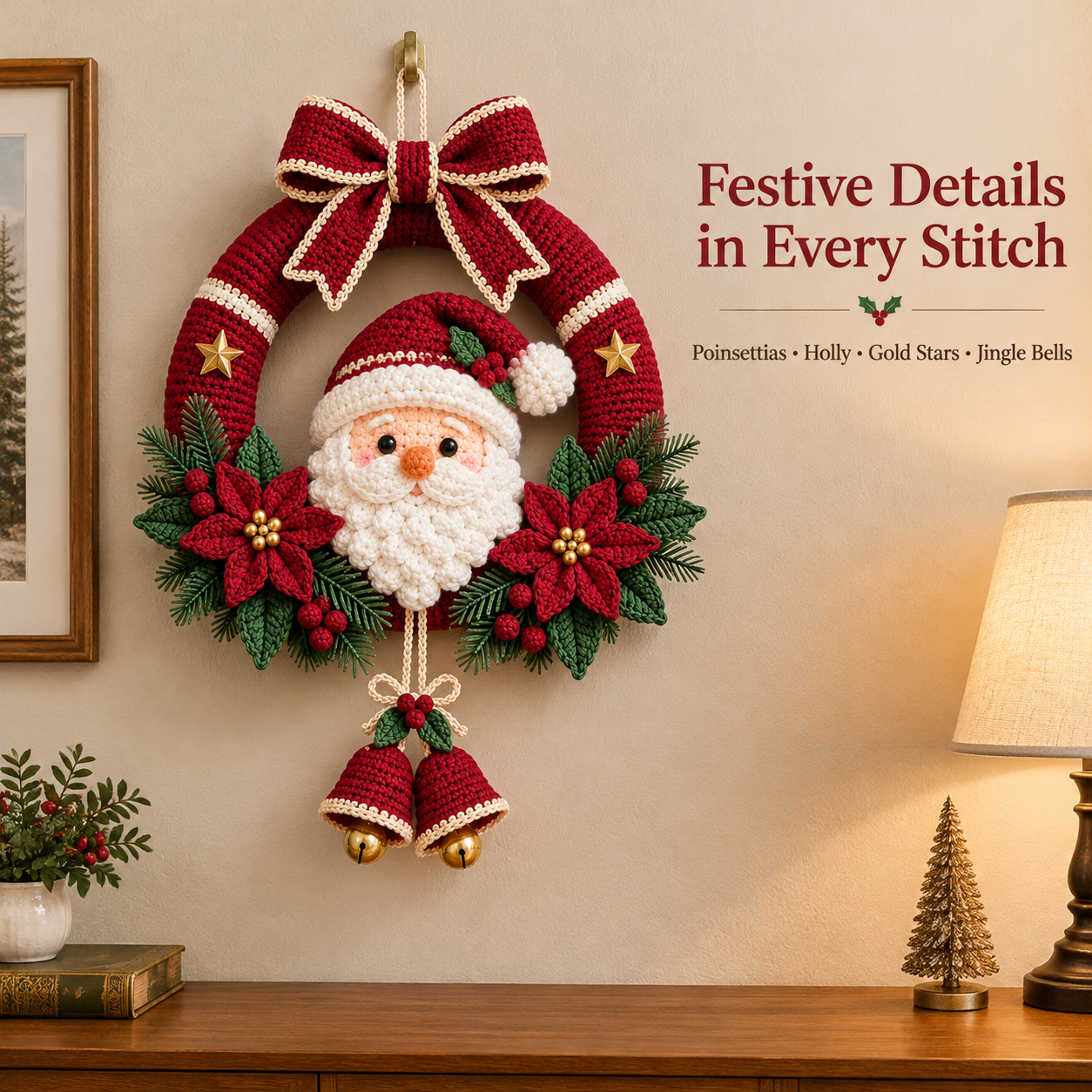 Handmade Crochet Christmas Wreath