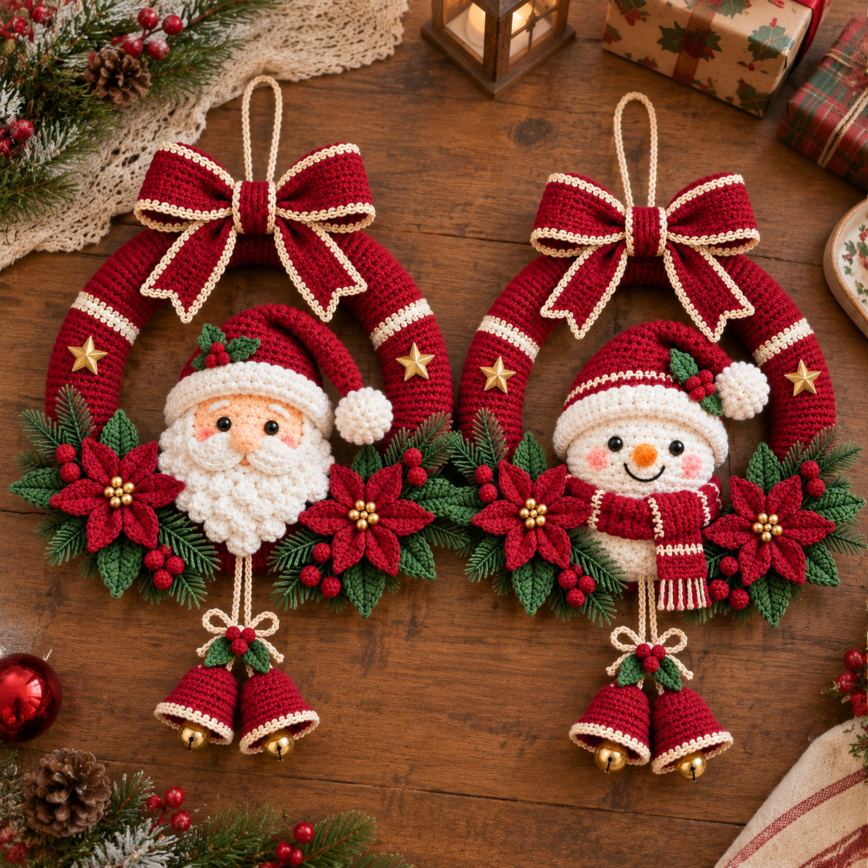 Handmade Crochet Christmas Wreath