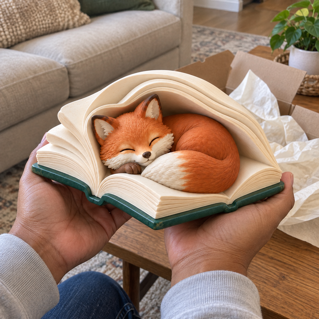 Fox Napping on Book Pages