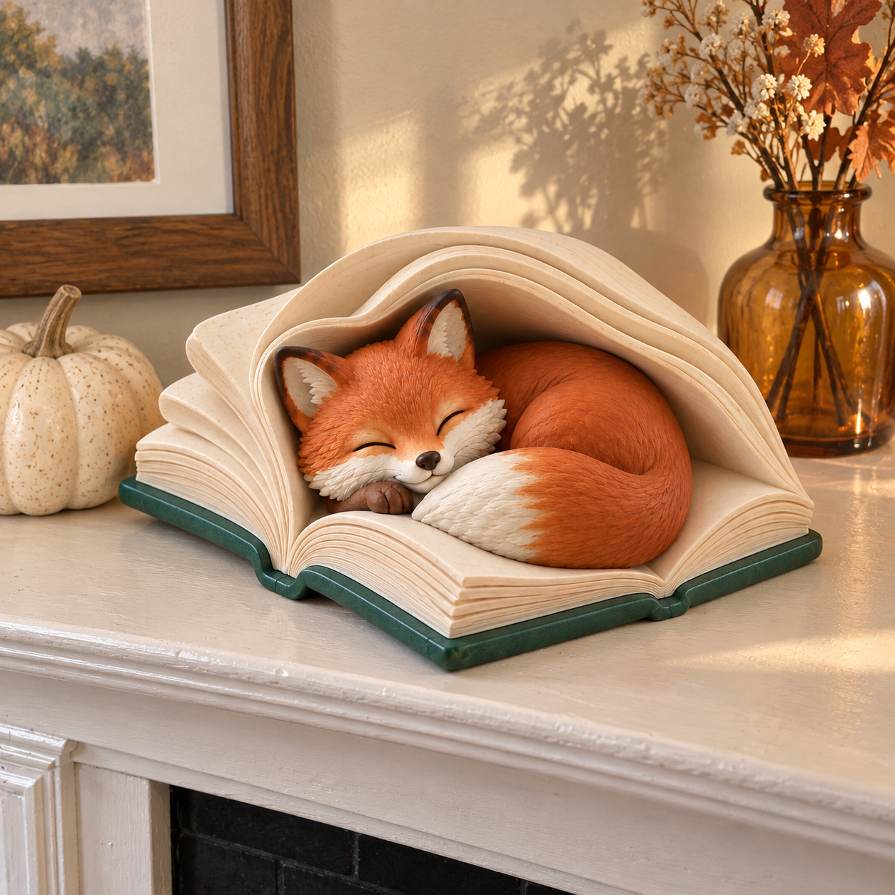 Fox Napping on Book Pages