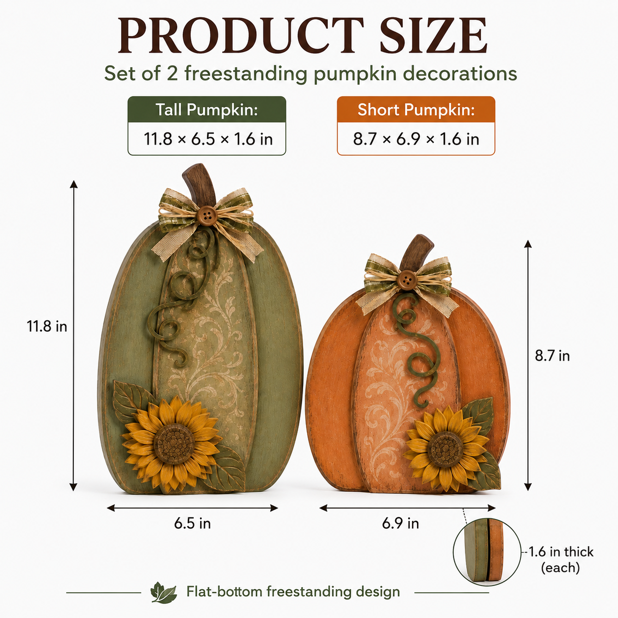 Harvest in Bloom – Solid Wood Pumpkin Pair