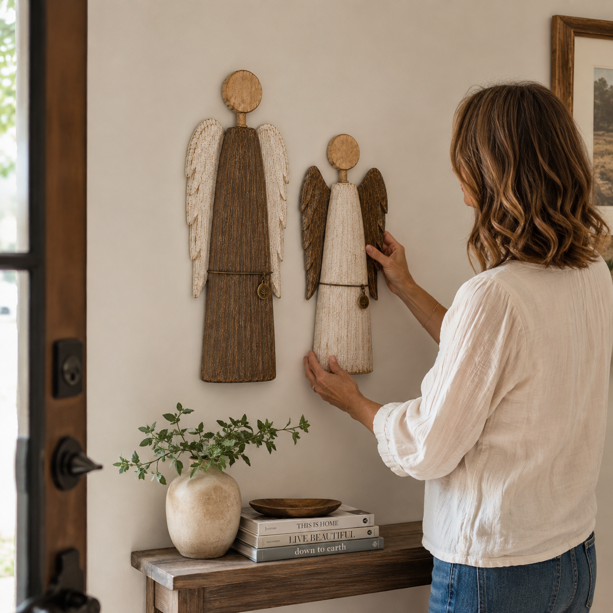 Solid Wood Guardian Angel Wall Decor Set of 2