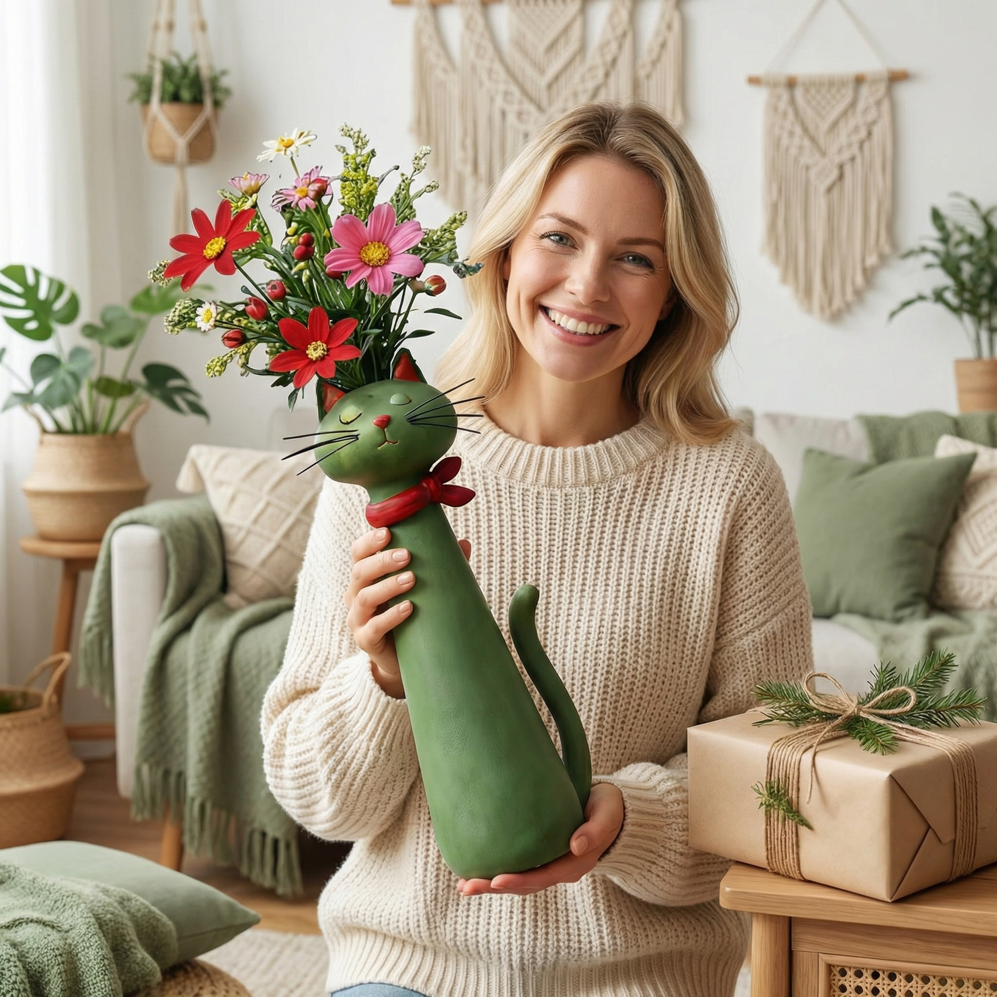 Handmade Quirky Cat Vase