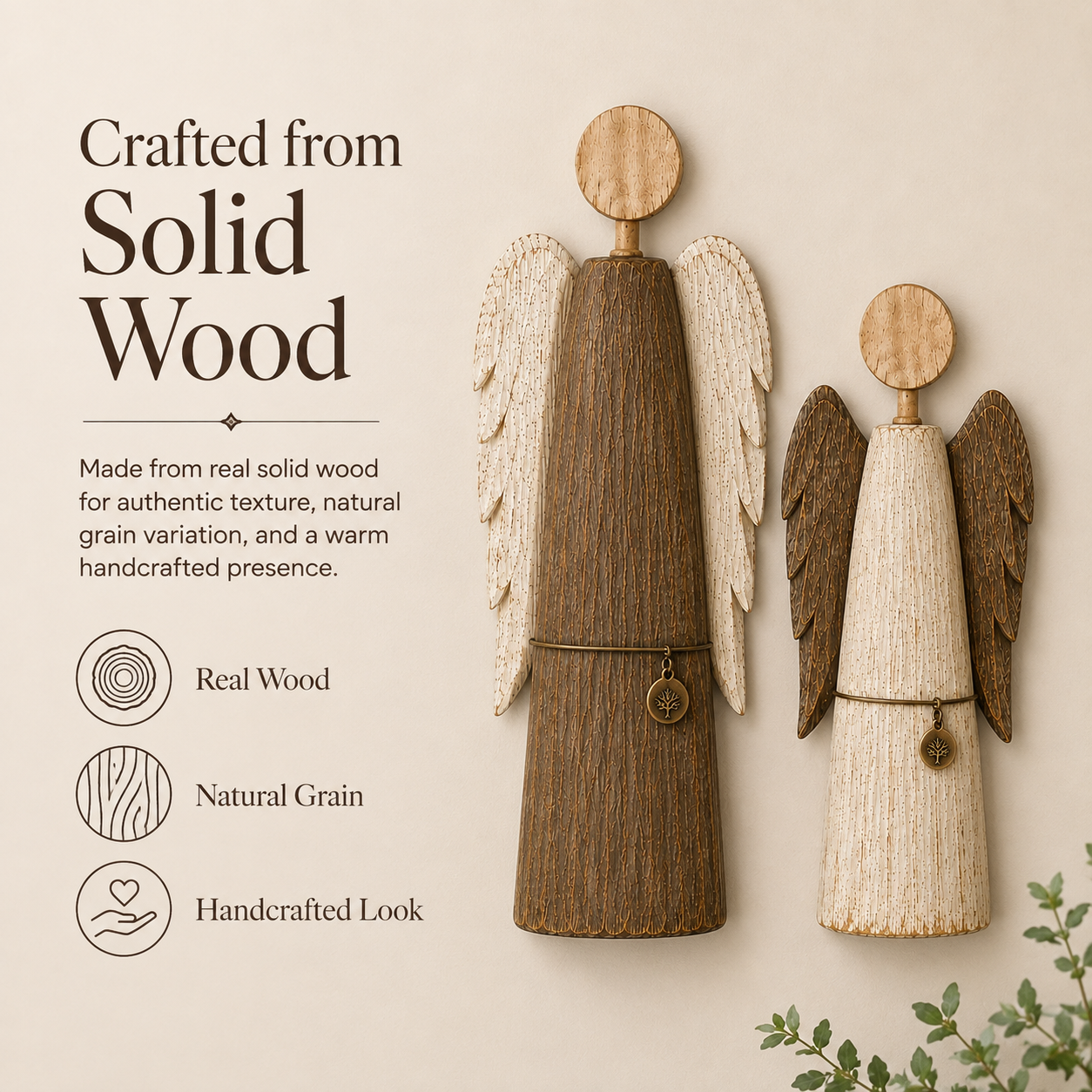 Solid Wood Guardian Angel Wall Decor Set of 2