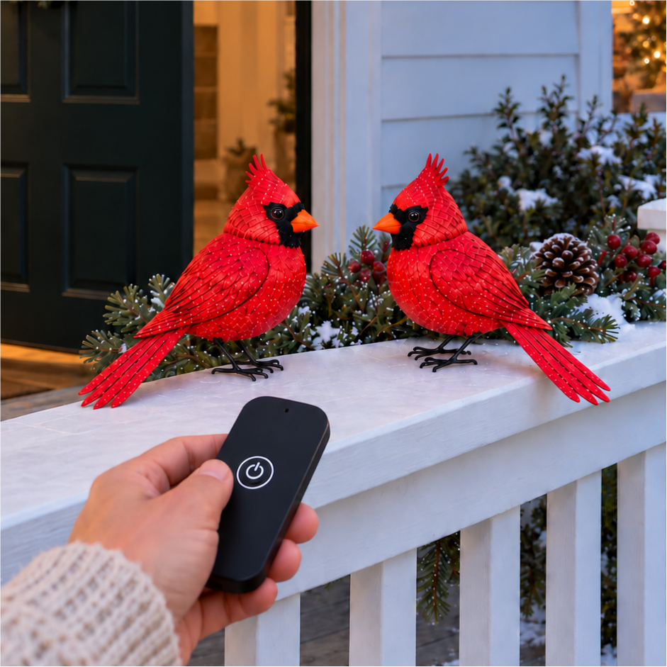 Outdoor Glowing Cardinal Bird Pair