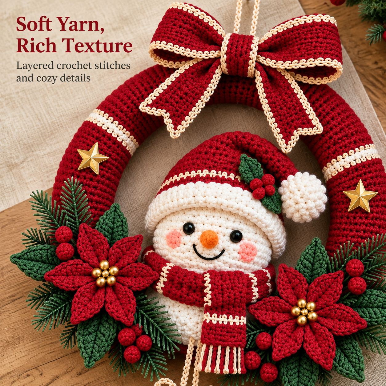Handmade Crochet Christmas Wreath